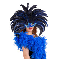 Brazílska čelenka z modrých pierok s maskou